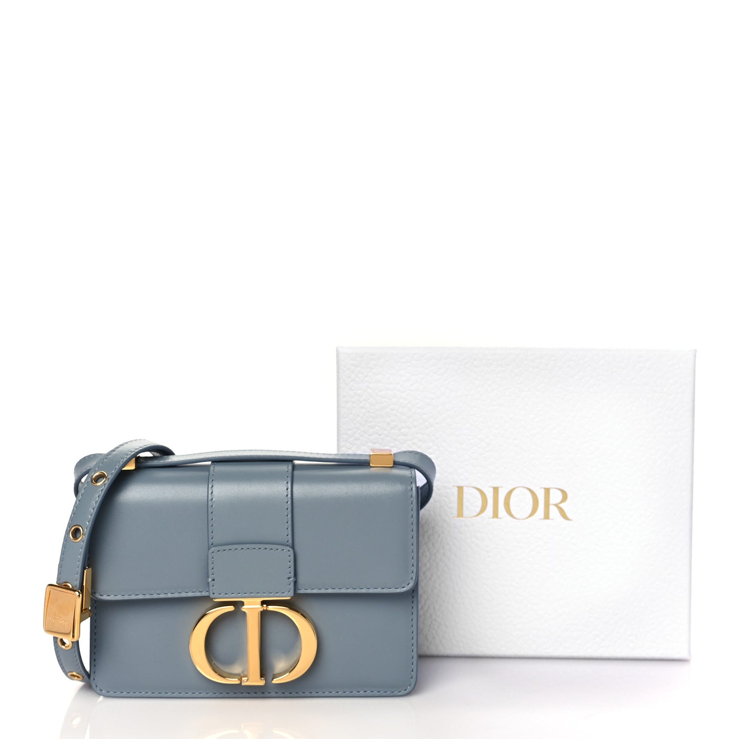 Smooth Calfskin Micro 30 Montaigne Flap Bag Blue Gray