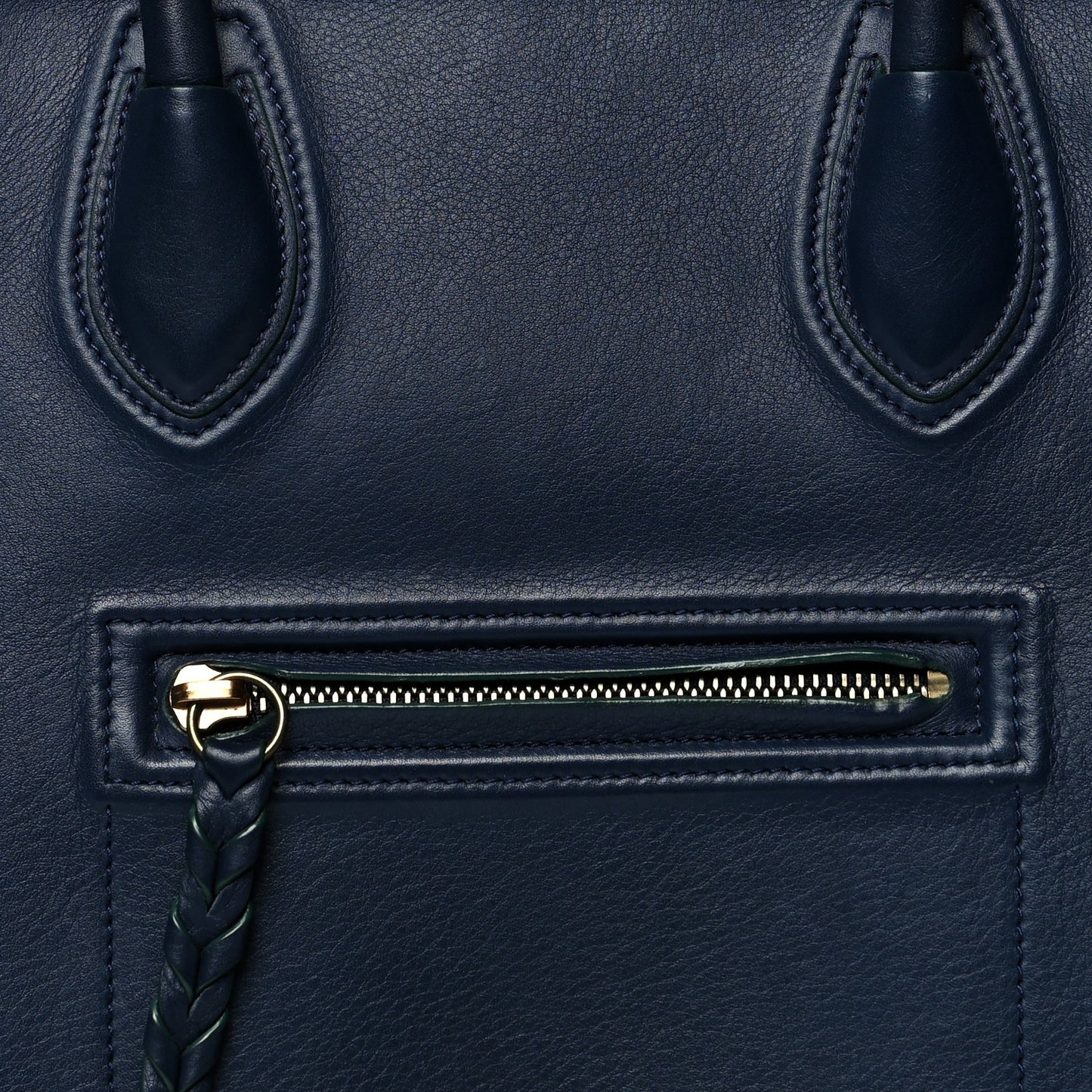 Supple Calfskin Medium Phantom Luggage Navy Blue Green Trim