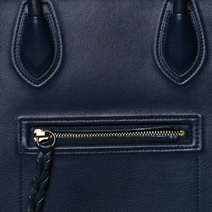 Celine Supple Calfskin Medium Phantom Luggage Navy Blue Green Trim 6 of 8