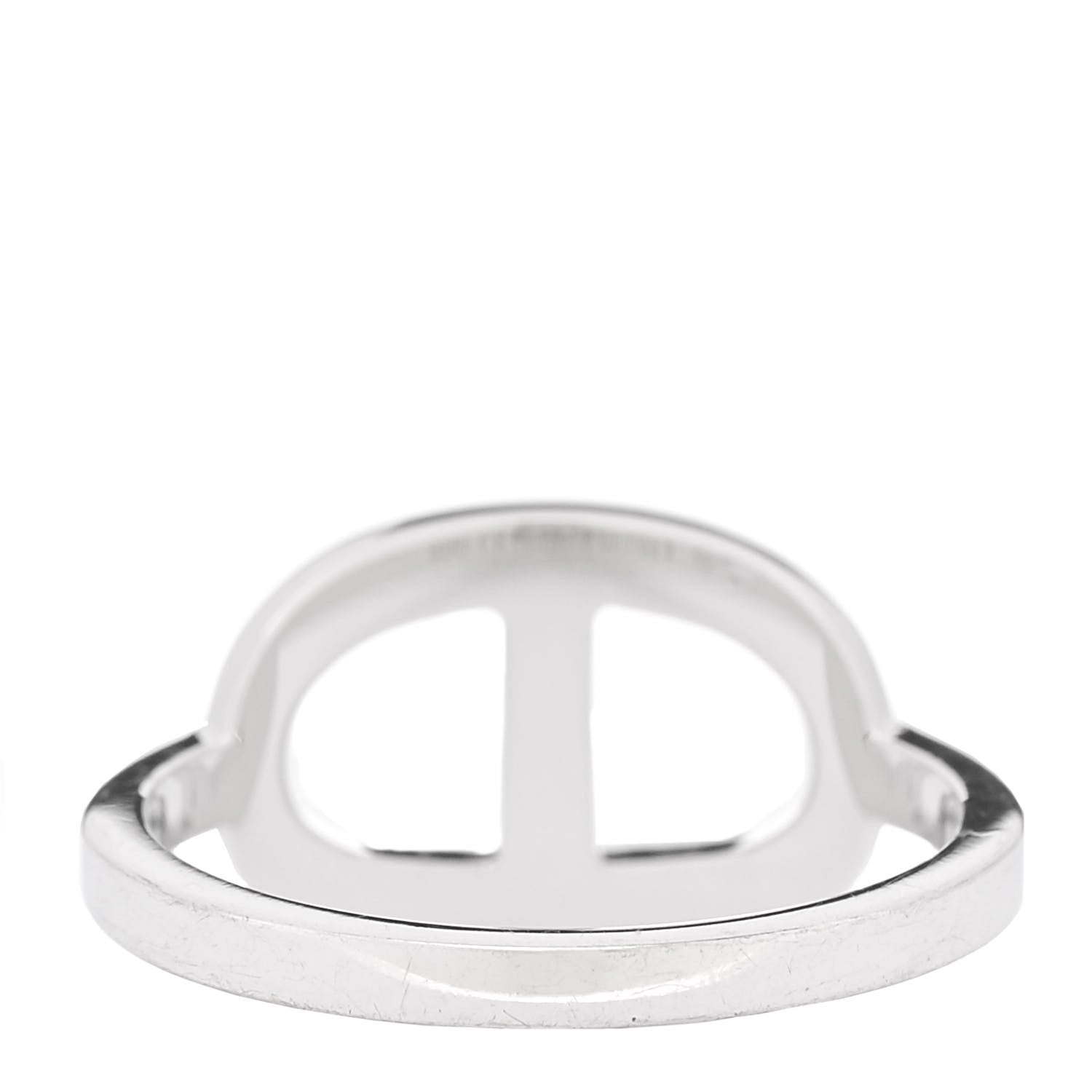 Hermes 18K White Gold Diamond MM Chaine d'Ancre Contour Ring 54 6.75 3 of 6