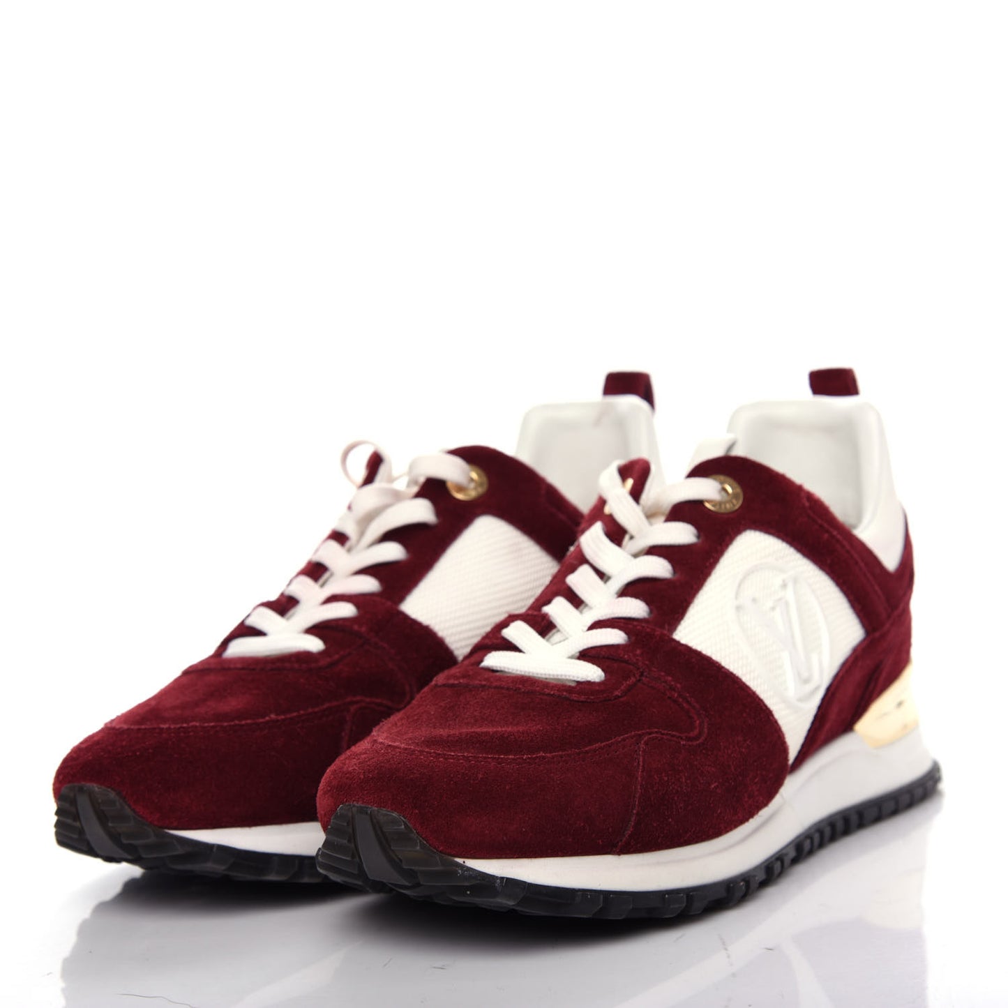 Suede Calfskin Run Away Sneakers 37.5 Burgundy White