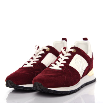 Louis Vuitton Suede Calfskin Run Away Sneakers 37.5 Burgundy White 3 of 10