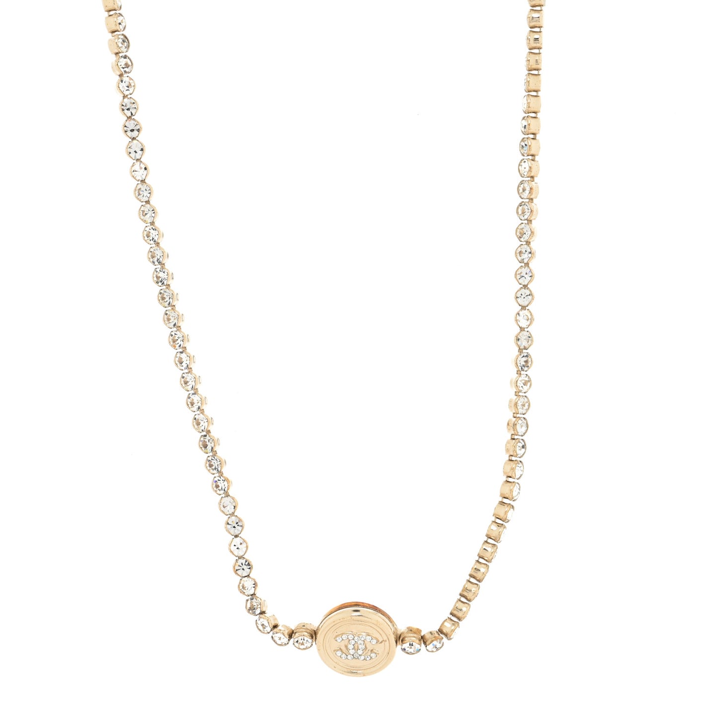 Crystal CC Chain Short Necklace Gold
