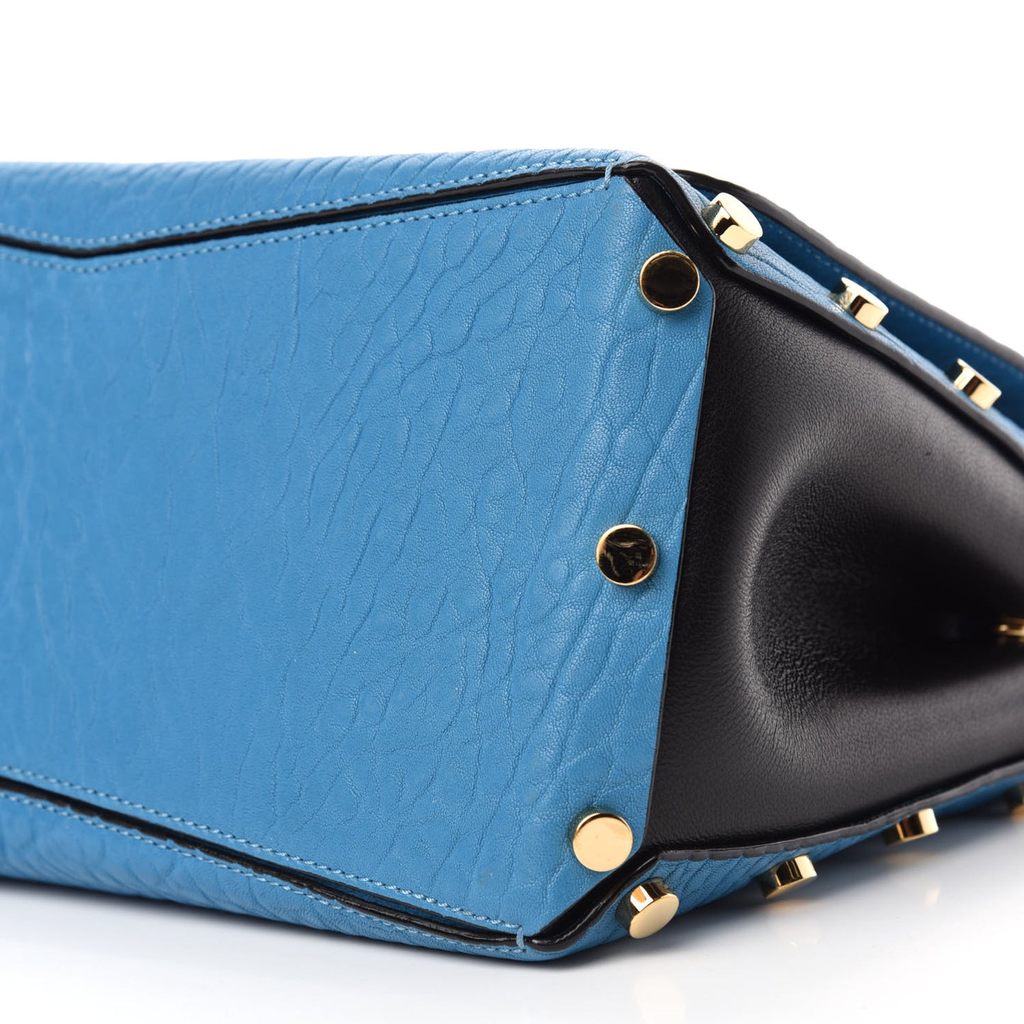 Grainy Calfskin Small Lockett Shoulder Bag Blue