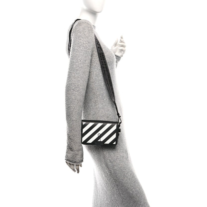 Off-White Saffiano Striped Mini Diag Binder Clip Bag Black White 3 of 9