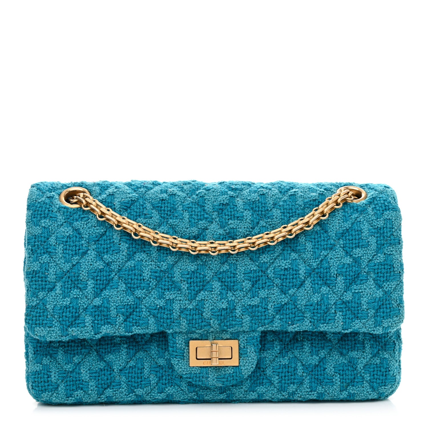 Chanel Wool Tweed Quilted 2.55 Reissue 225 Flap Blue 1 of 12