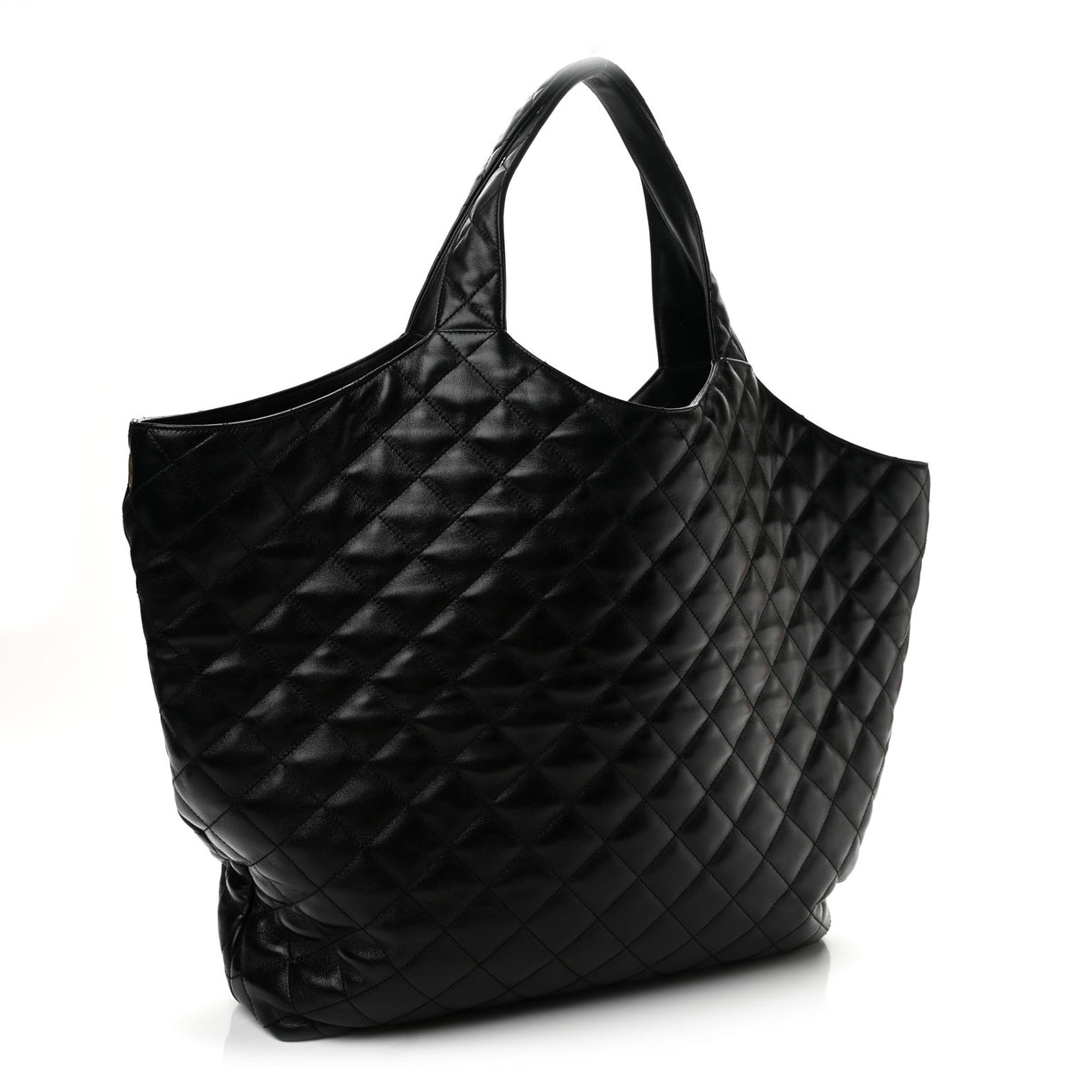 Saint Laurent Lambskin Quilted Maxi Icare Shopping Tote Black 4 of 15