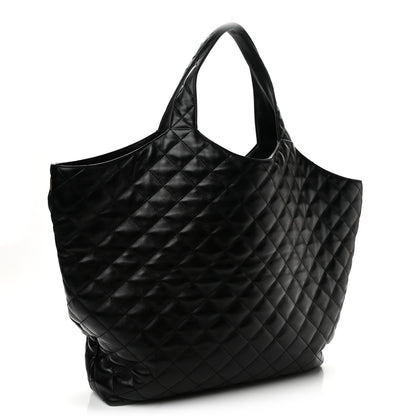 Saint Laurent Lambskin Quilted Maxi Icare Shopping Tote Black 4 of 15
