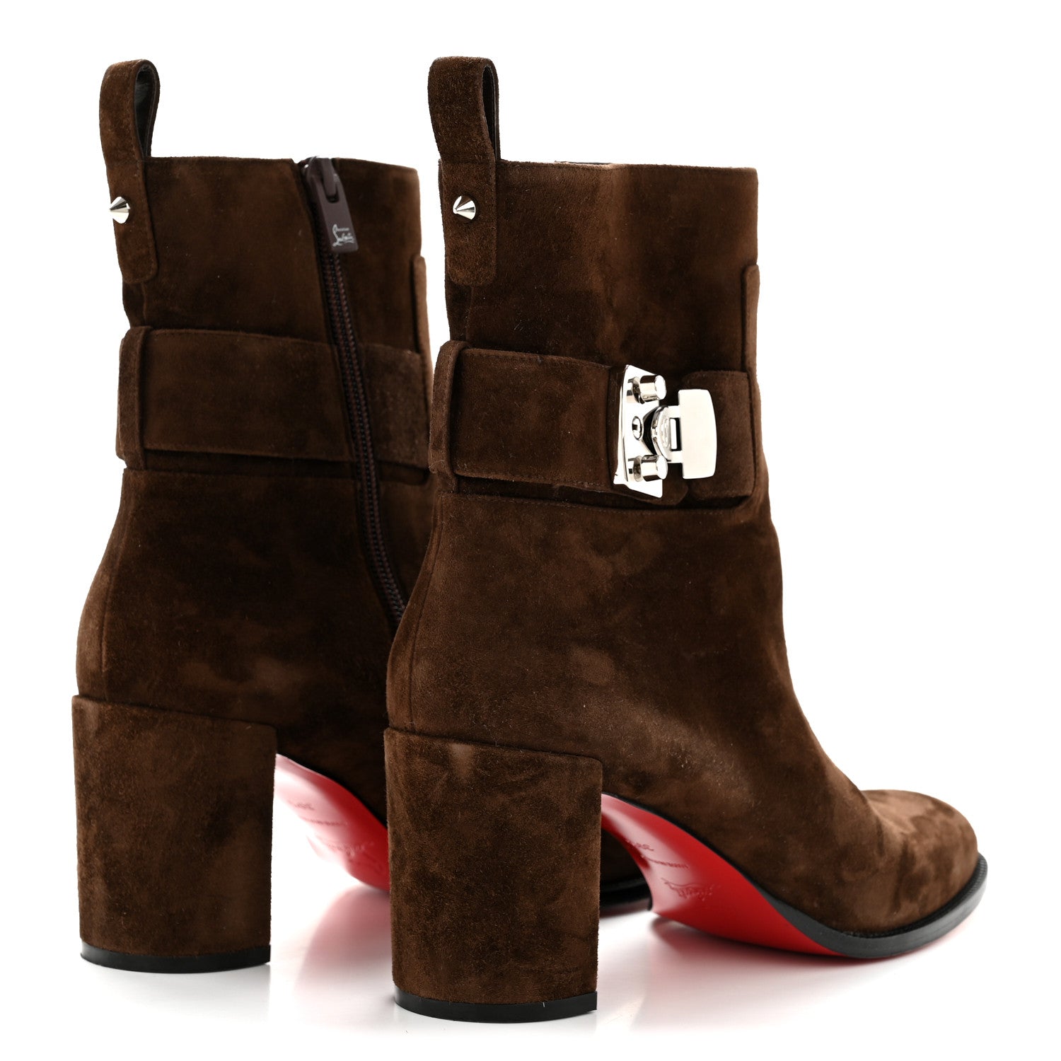 Christian Louboutin Suede Lock Booty 70 Ankle Boots 39.5 Brown 5 of 8