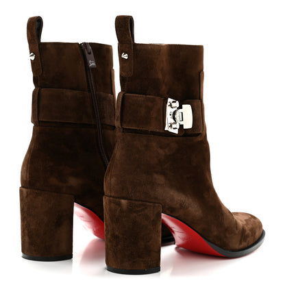 Christian Louboutin Suede Lock Booty 70 Ankle Boots 39.5 Brown 5 of 8