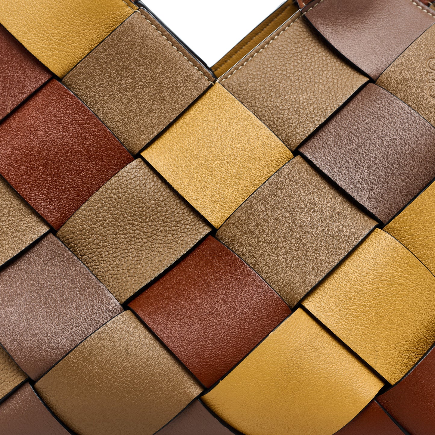 Calfskin Small Woven Basket Surplus Bag Hazelnut Camel