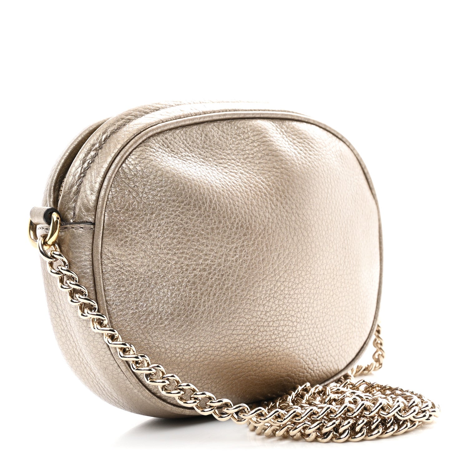 Gucci Metallic Pebbled Calfskin Mini Soho Chain Bag Golden Beige 3 of 10