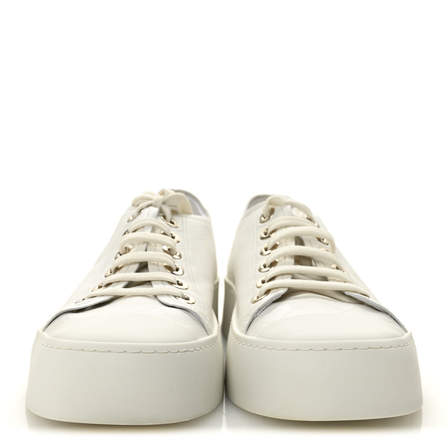 Lambskin Printed Logo Sneakers 38 White