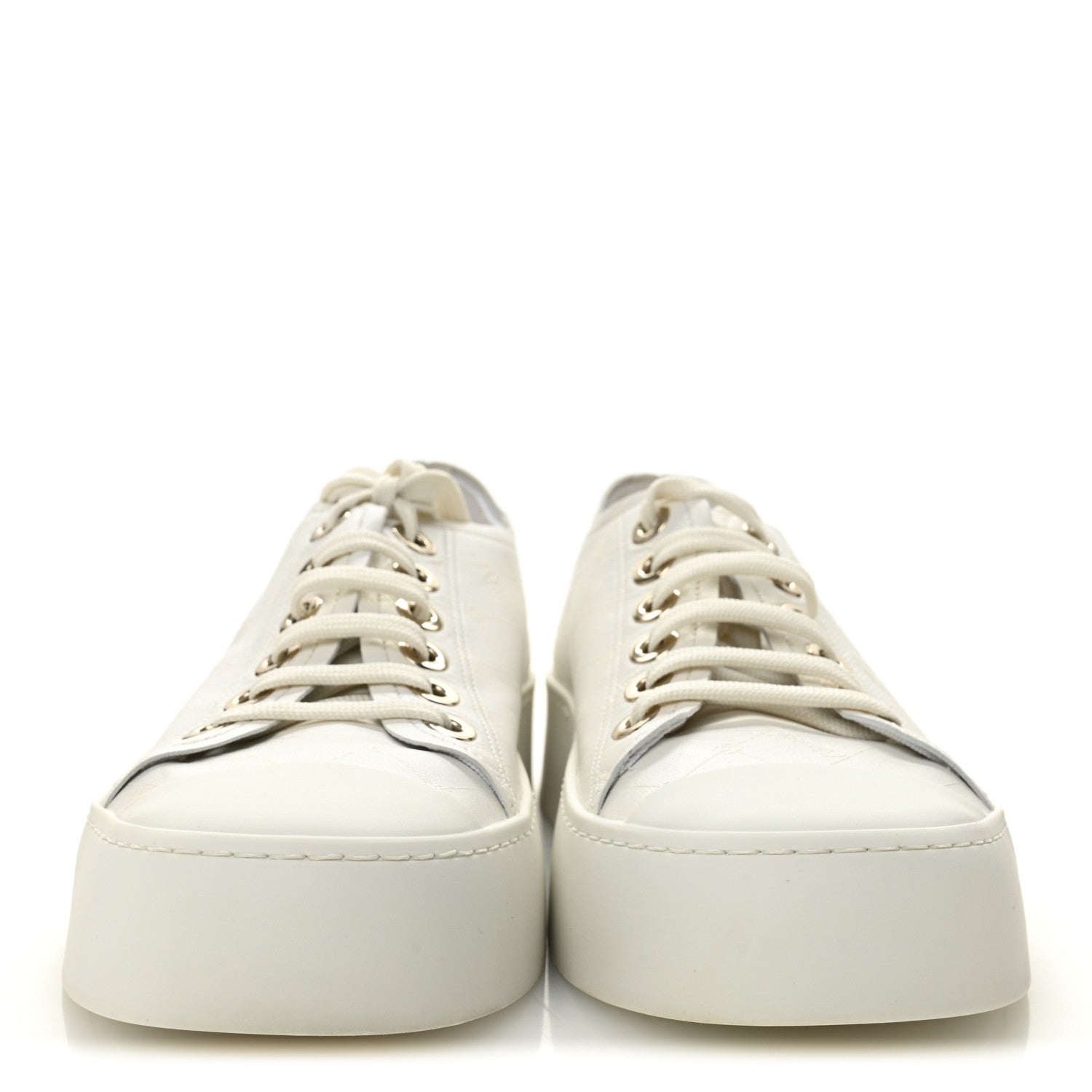 Chanel Lambskin Printed Logo Sneakers 38 White 2 of 10