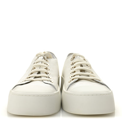Chanel Lambskin Printed Logo Sneakers 38 White 2 of 10