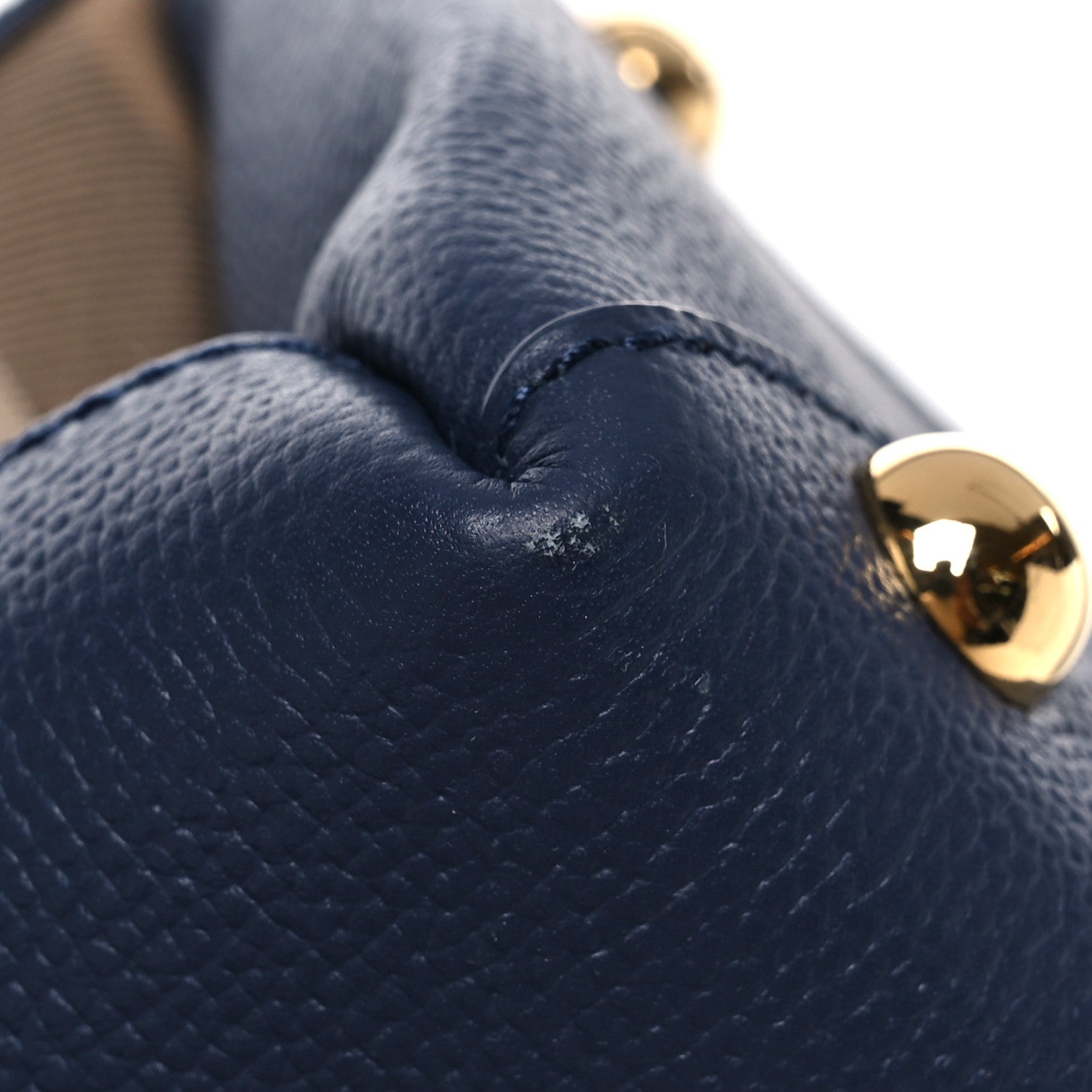 Burberry Derby Calfskin Vintage Check Medium Banner Tote Regency Blue 15 of 17
