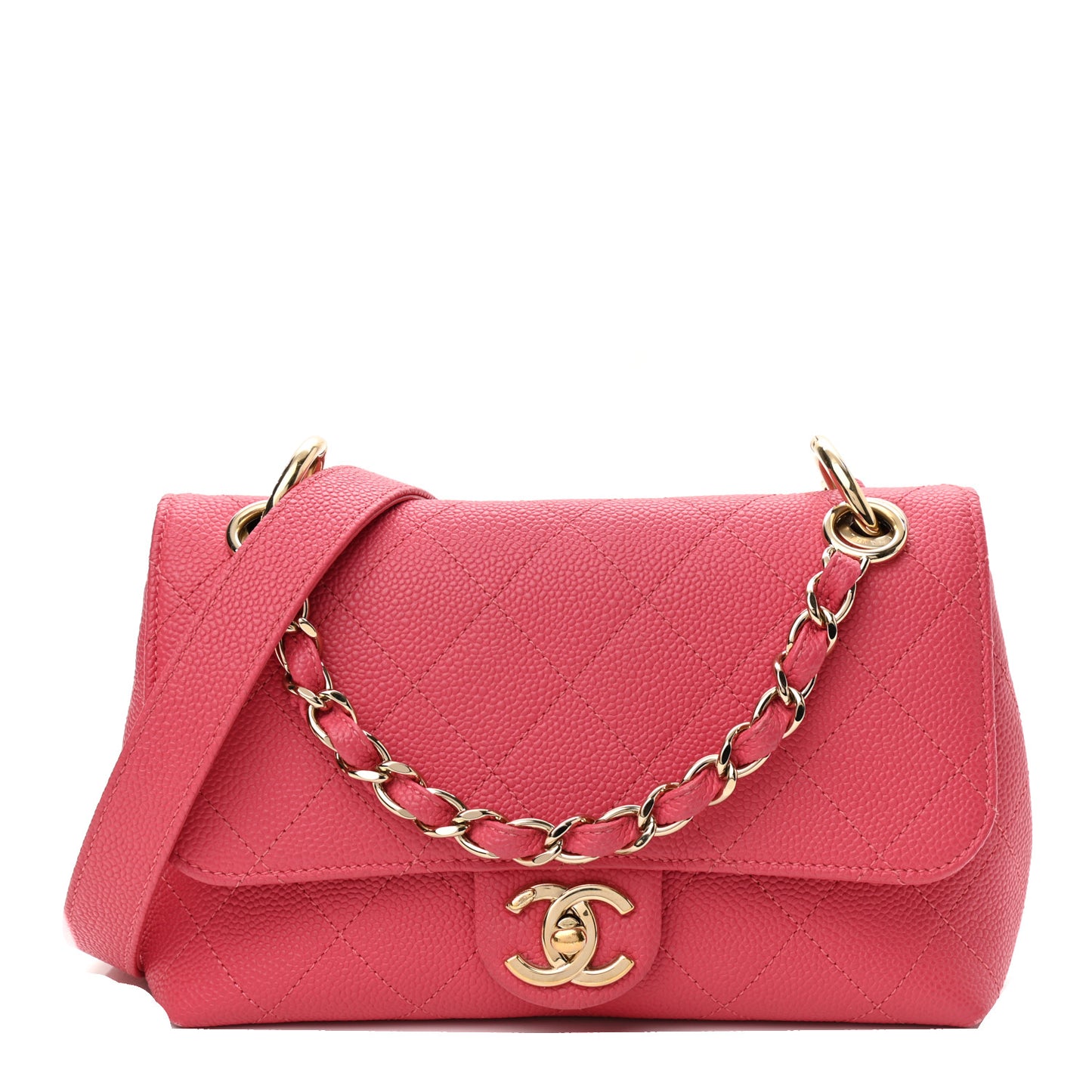 Caviar Quilted Small City Walk Flap Pink