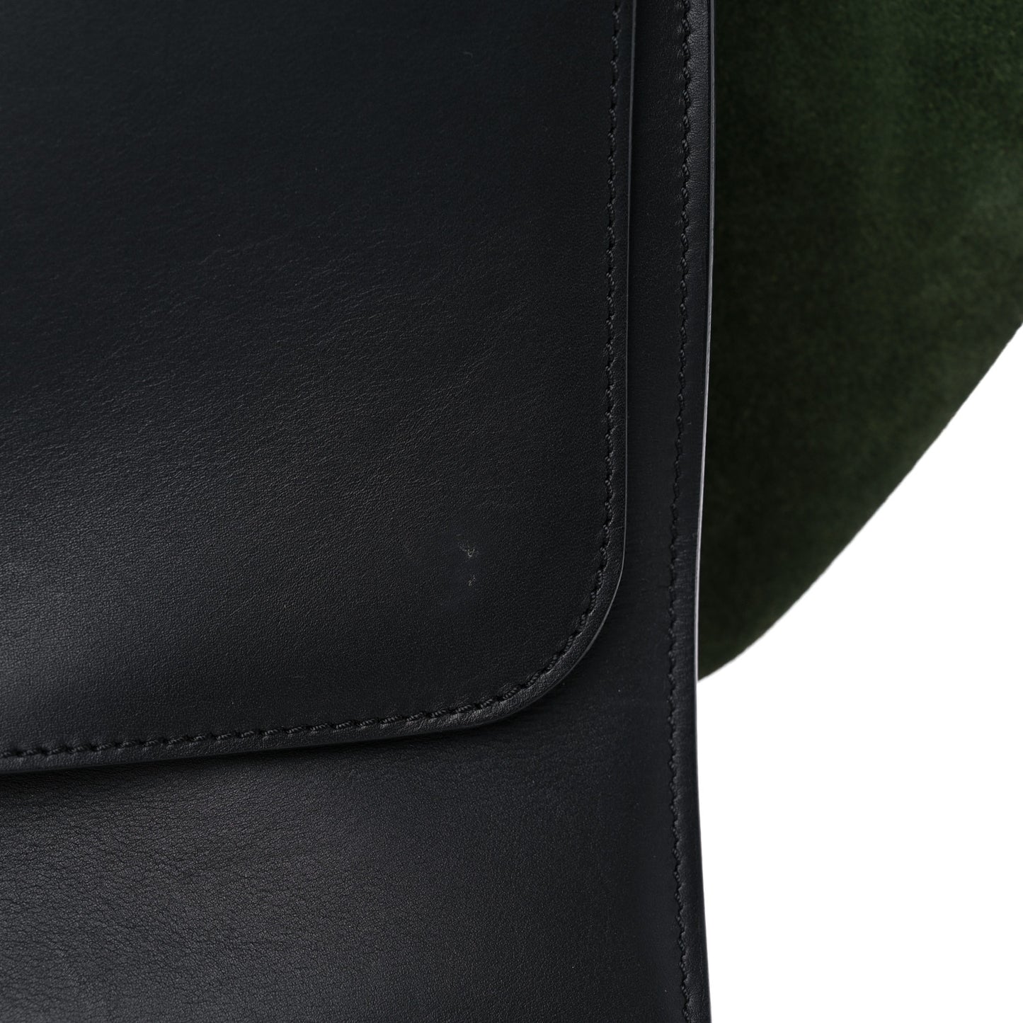 Natural Calfskin Suede Medium Bi-Color Trapeze Black