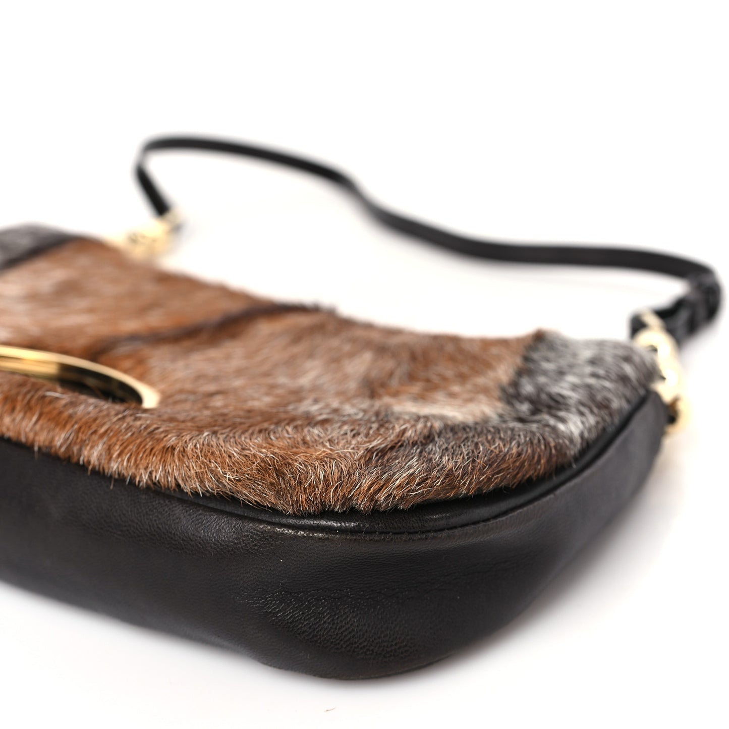 Pony Hair Malice Shoulder Bag Brown Black