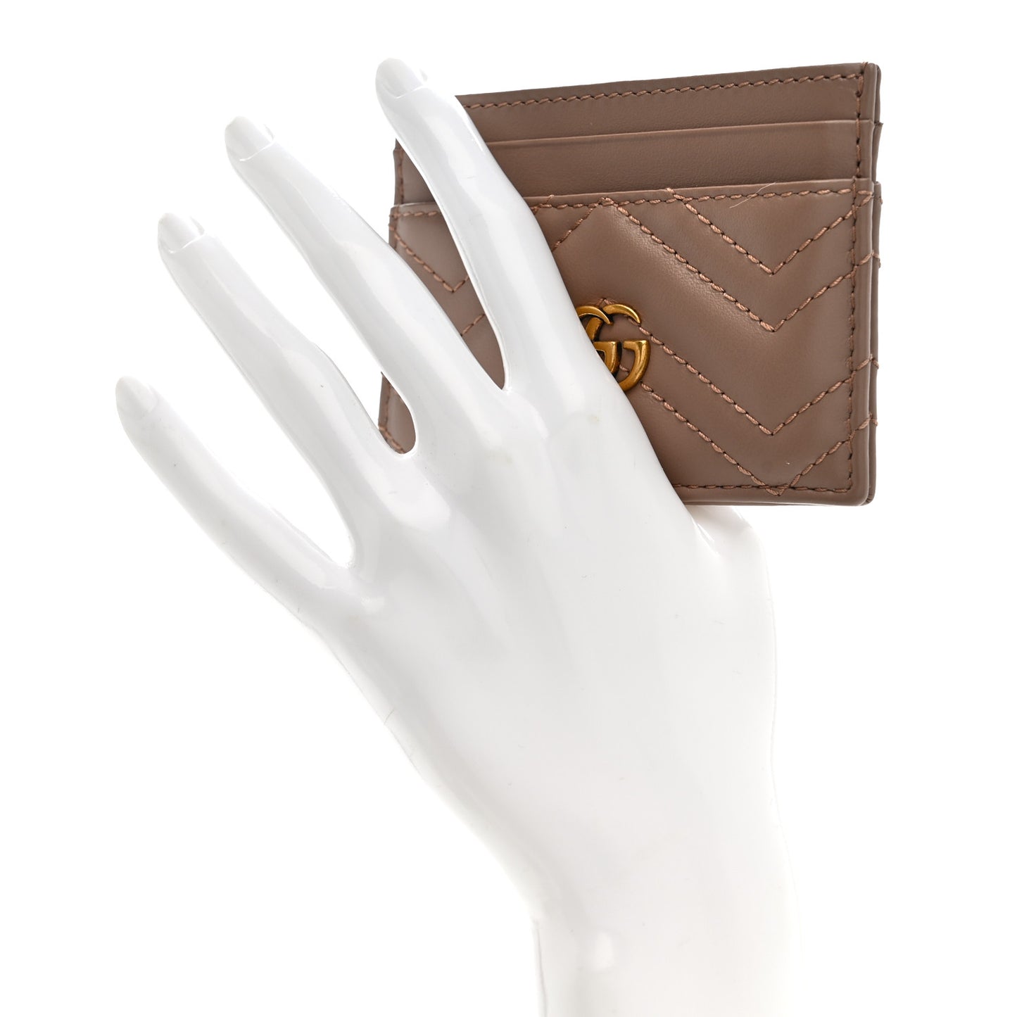 Calfskin Matelasse GG Marmont Card Holder Porcelain Rose