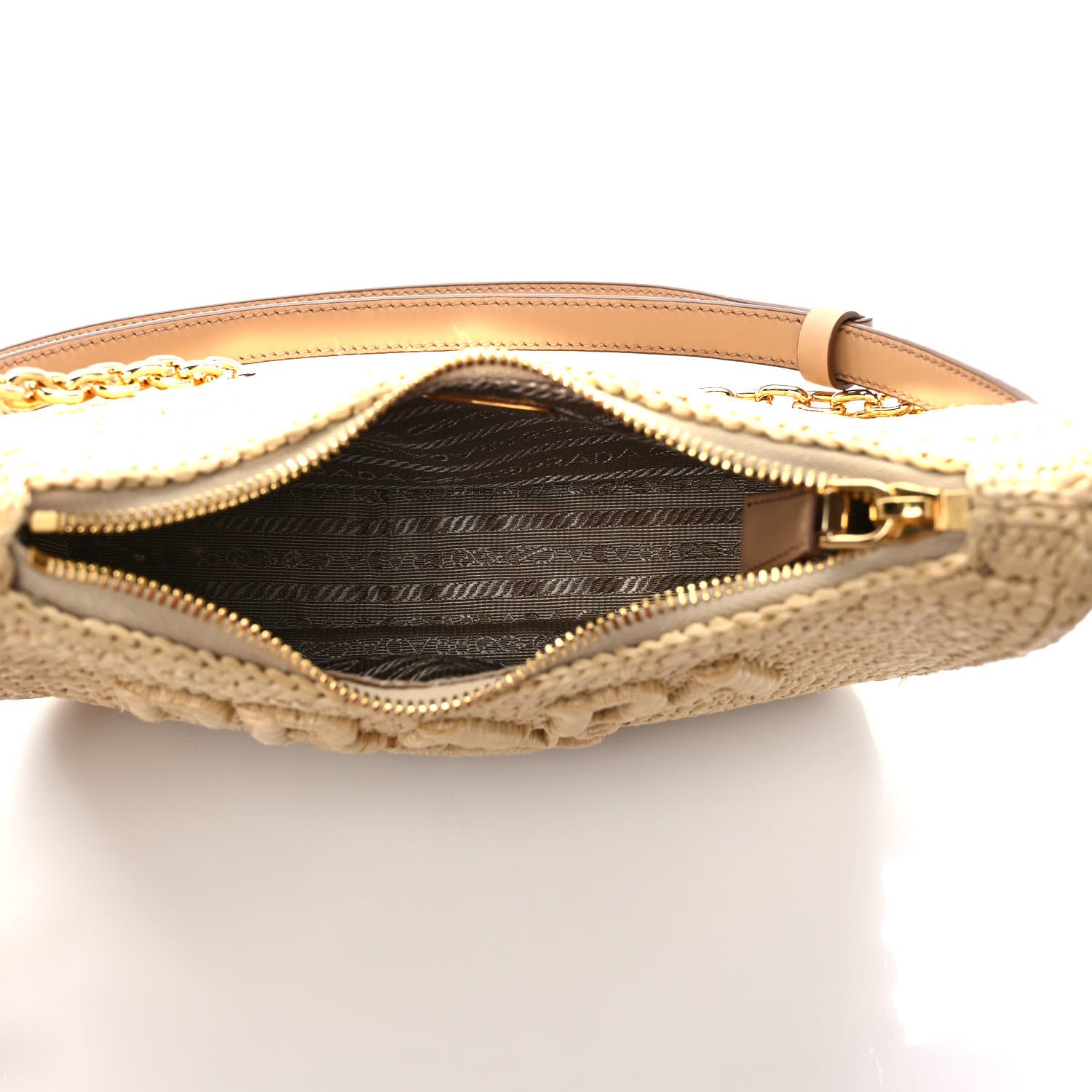 Prada Yarn Raffia Effect Crochet Mini Re-Edition 2000 Shoulder Bag Naturale 4 of 9