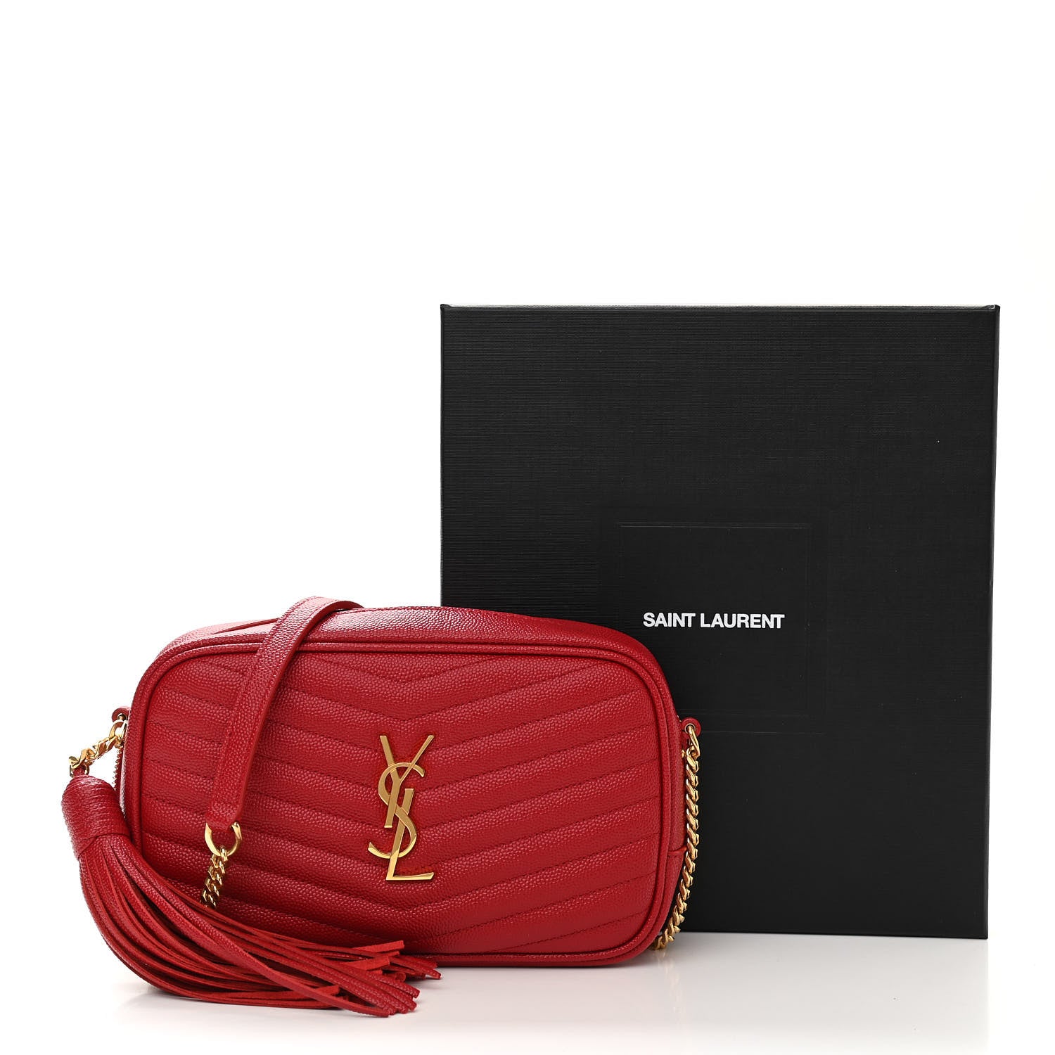 Saint Laurent Grain De Poudre Matelasse Monogram Mini Lou Camera Bag Eros Red 11 of 12