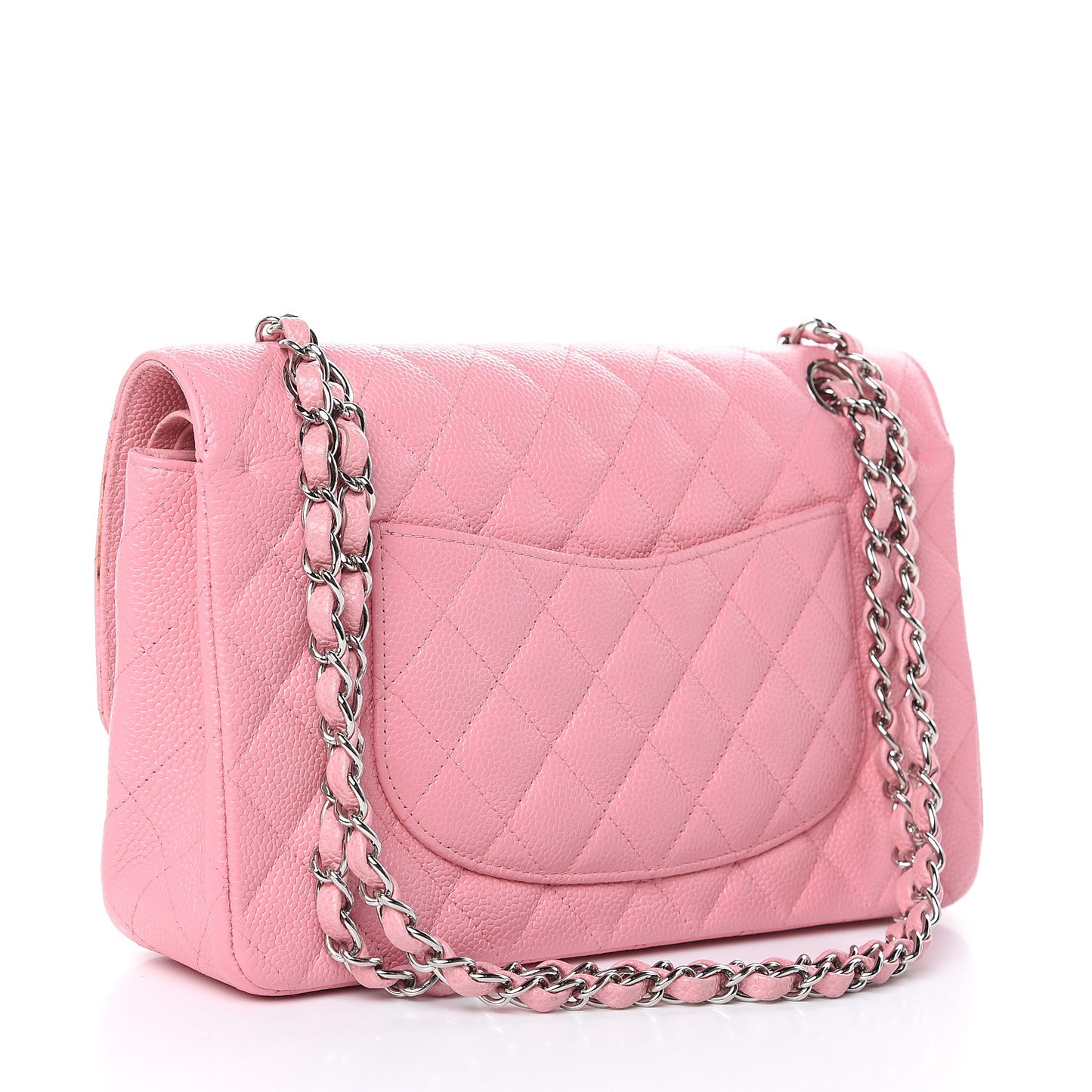 Caviar Quilted Medium Double Flap Pink