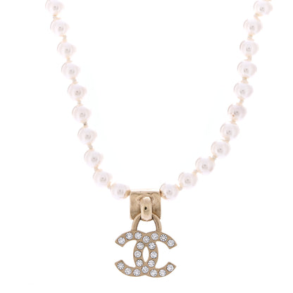 Chanel Pearl Crystal CC Short Logo Necklace Gold 4 of 7