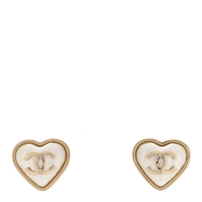 Chanel Pearl CC Heart Earrings Gold 1 of 5