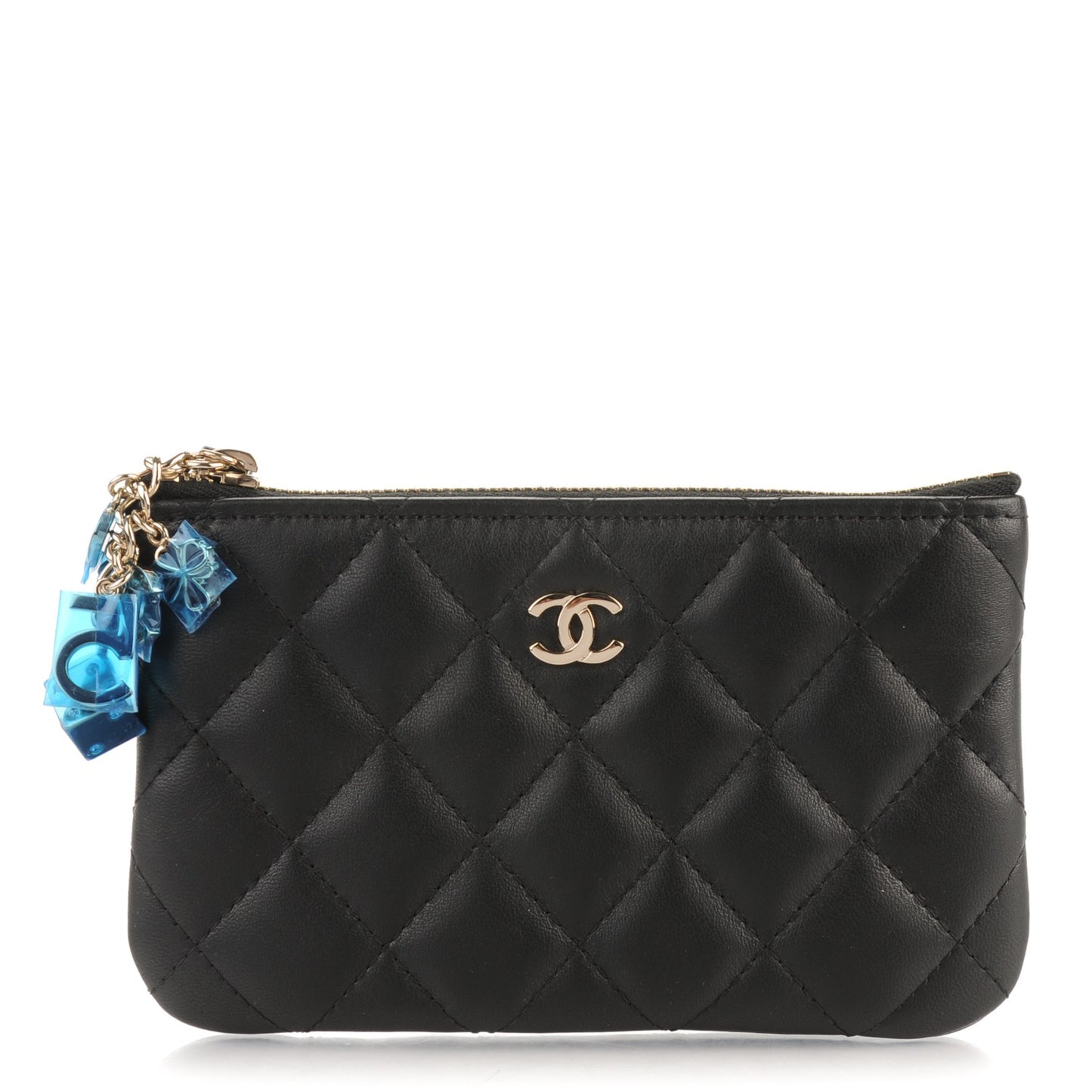 Lambskin Quilted Casino Coin Purse Black