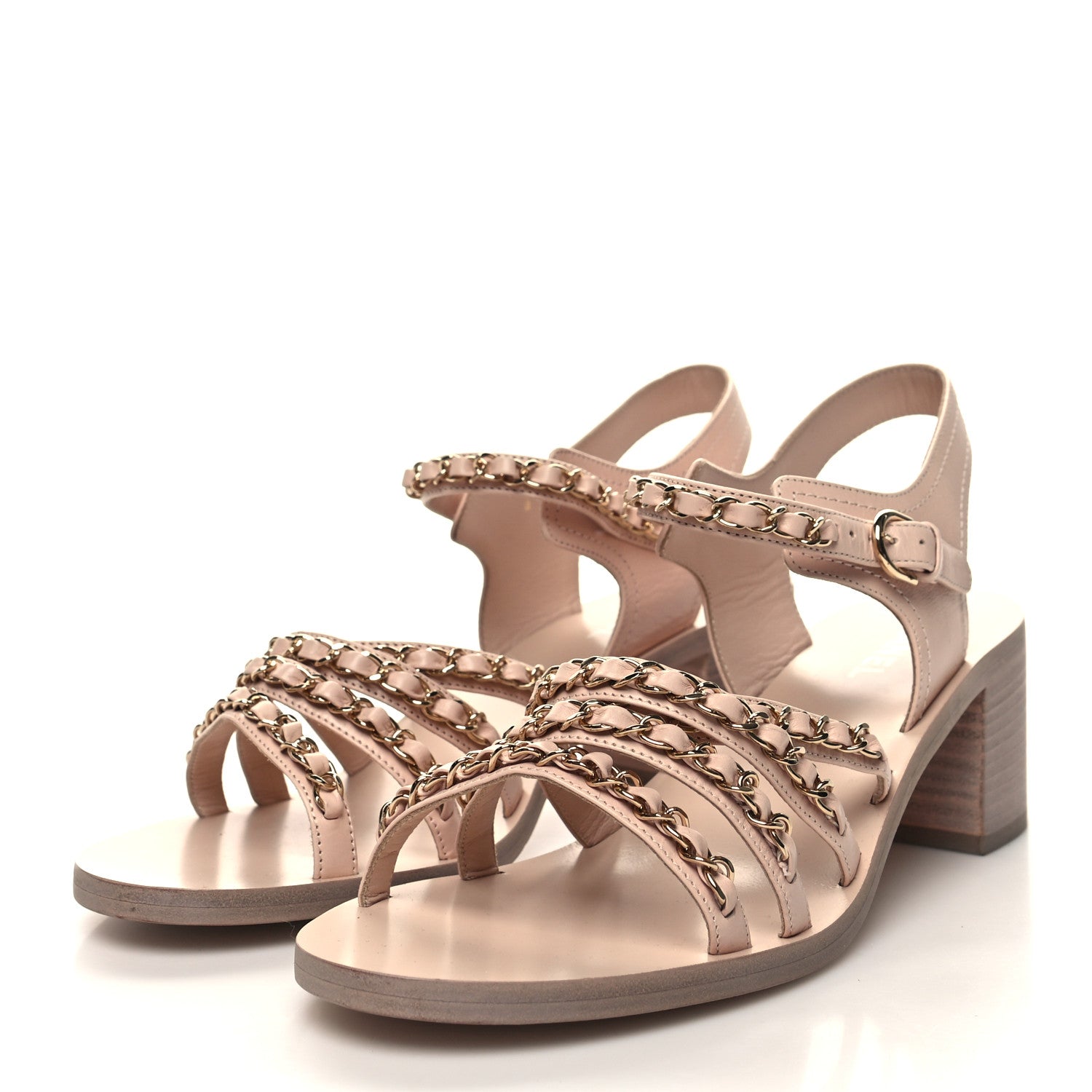 Chanel Calfskin Chain Sandals 41 Pink 3 of 8