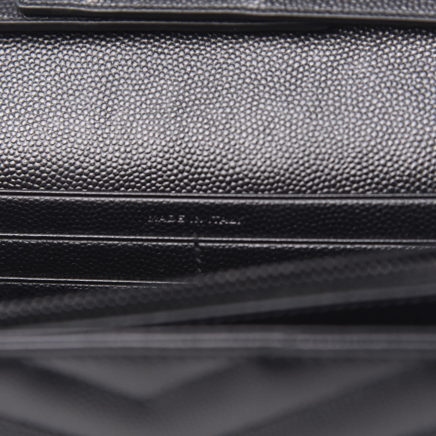 Saint Laurent Grain De Poudre Matelasse Chevron Monogram Chain Wallet Black 6 of 10