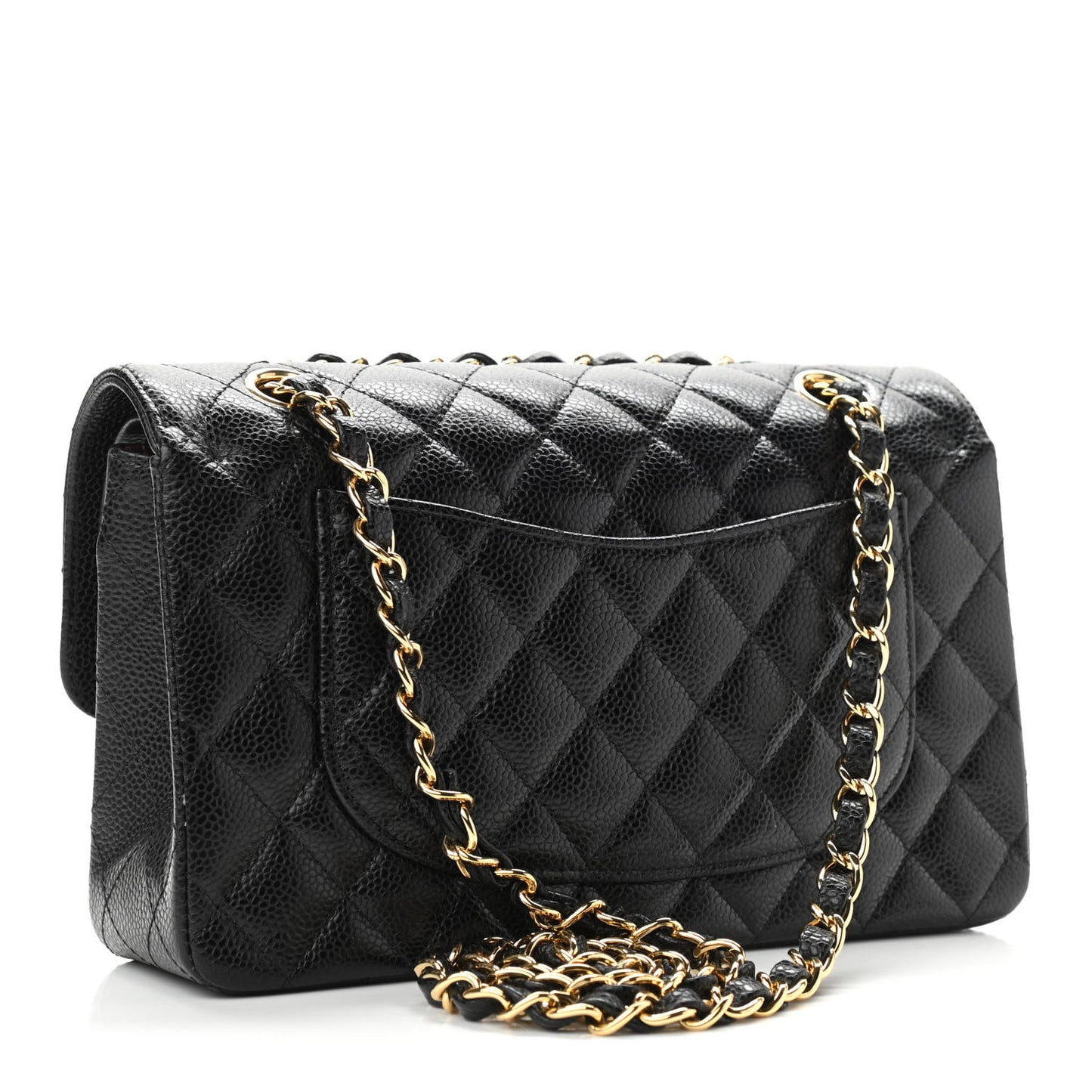 Caviar Quilted Small Double Flap Black