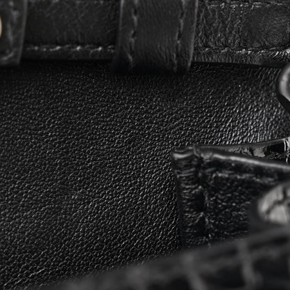 Balenciaga Shiny Calfskin Monochrome Crocodile Embossed Small Hourglass Evening Chain Bag Black 11 of 11