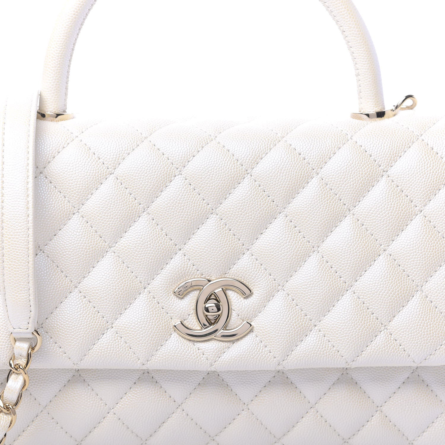 Chanel Iridescent Caviar Quilted Small Coco Handle Flap White 9 of 10