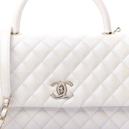 Chanel Iridescent Caviar Quilted Small Coco Handle Flap White 9 of 10