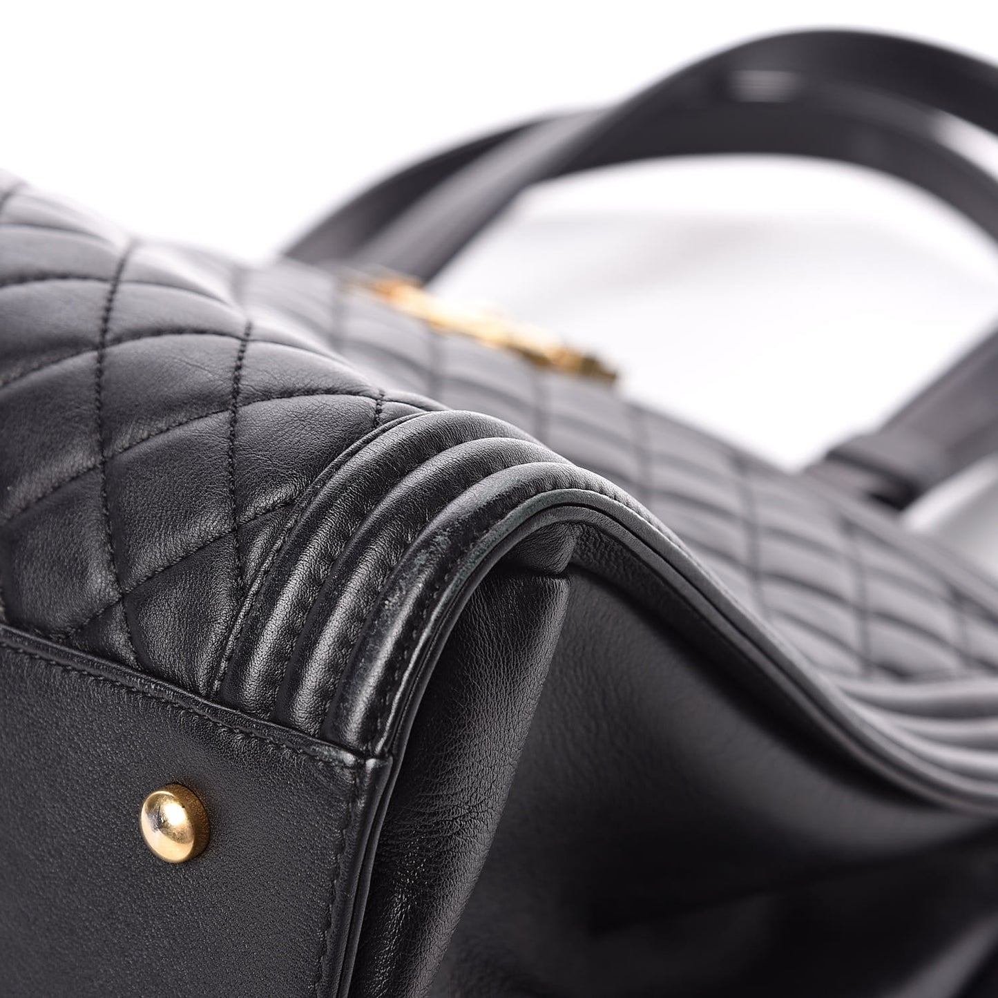 Lambskin Quilted Boy Shopping Tote Black
