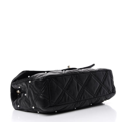 Chanel Lambskin Quilted Pearl Studded Flap Black 4 of 10