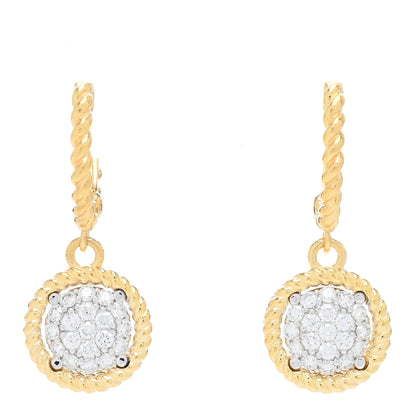 Roberto Coin 18K Yellow White Gold Diamond Barocco Hoop Drop Earrings 1 of 5