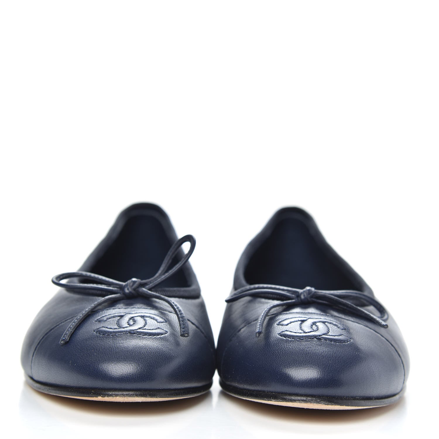 Chanel Lambskin CC Cap Toe Ballerina Flats 36 Navy 2 of 10