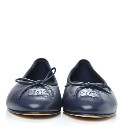 Chanel Lambskin CC Cap Toe Ballerina Flats 36 Navy 2 of 10