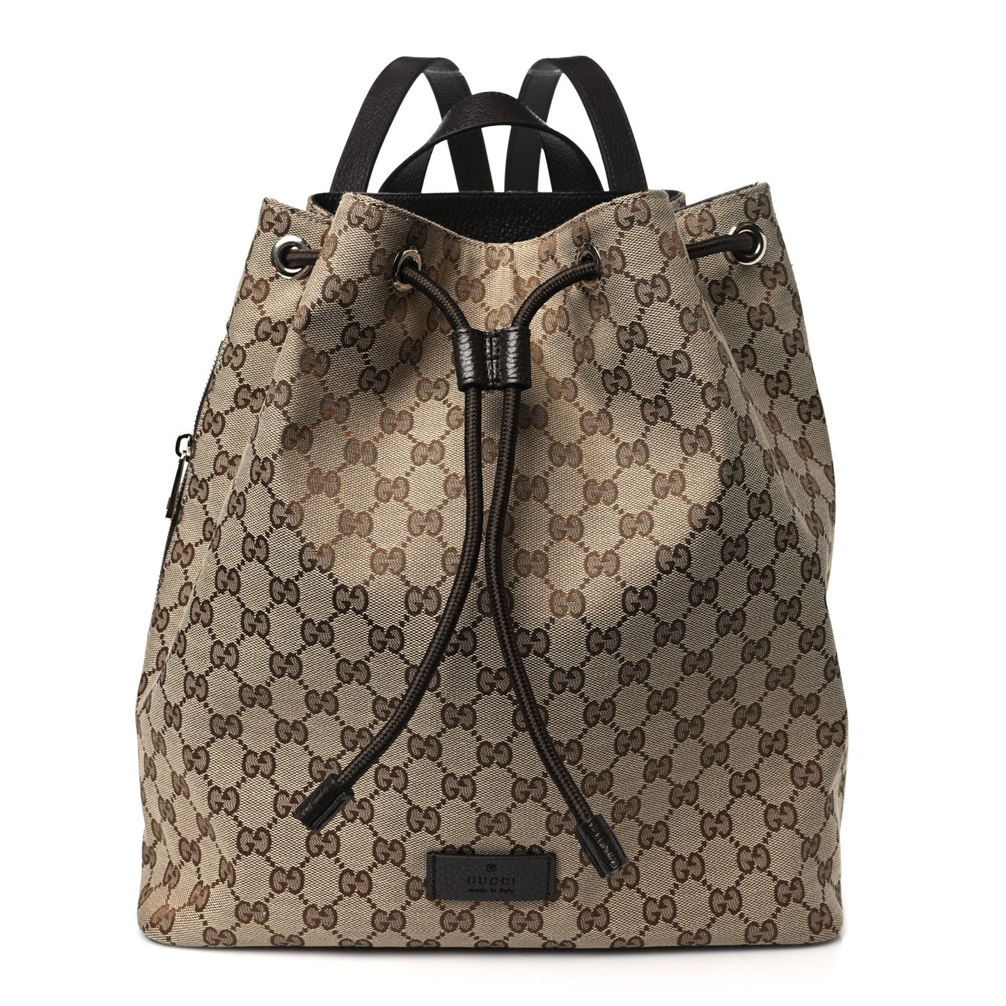 Monogram Dollar Calfskin O Drawstring Backpack Beige Ebony Testa di Moro Dark Chocolate