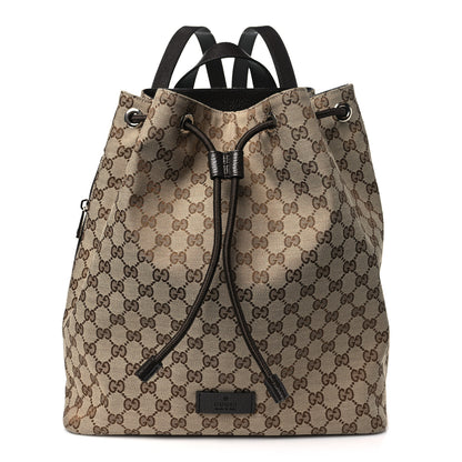 Gucci Monogram Dollar Calfskin O Drawstring Backpack Beige Ebony Testa di Moro Dark Chocolate 1 of 10