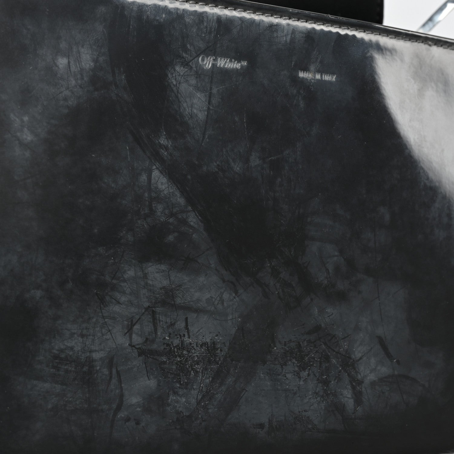 Off-White Patent Mirror Binder Clip Bag Silver 8 of 11