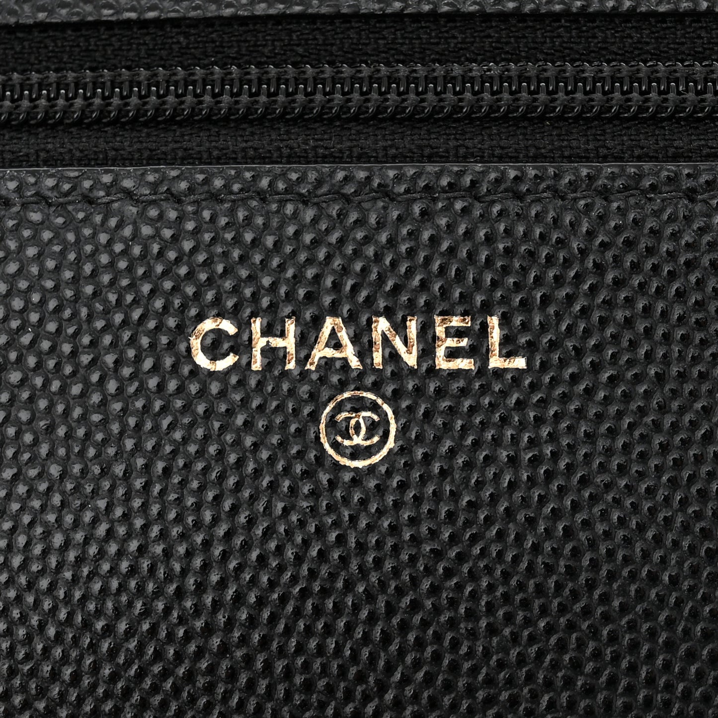 Caviar Quilted Crystal CC Wallet On Chain WOC Black