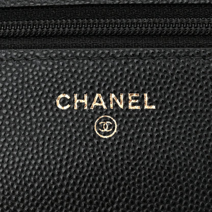 Chanel Caviar Quilted Crystal CC Wallet On Chain WOC Black 6 of 15
