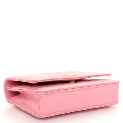 Chanel Lambskin Quilted Pick Me Up Wallet On Chain WOC Light Pink 4 of 14