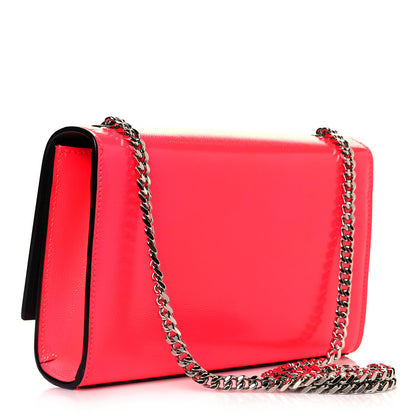 Saint Laurent Patent Grain de Poudre Small Monogram Kate Satchel Neon Pink 3 of 9