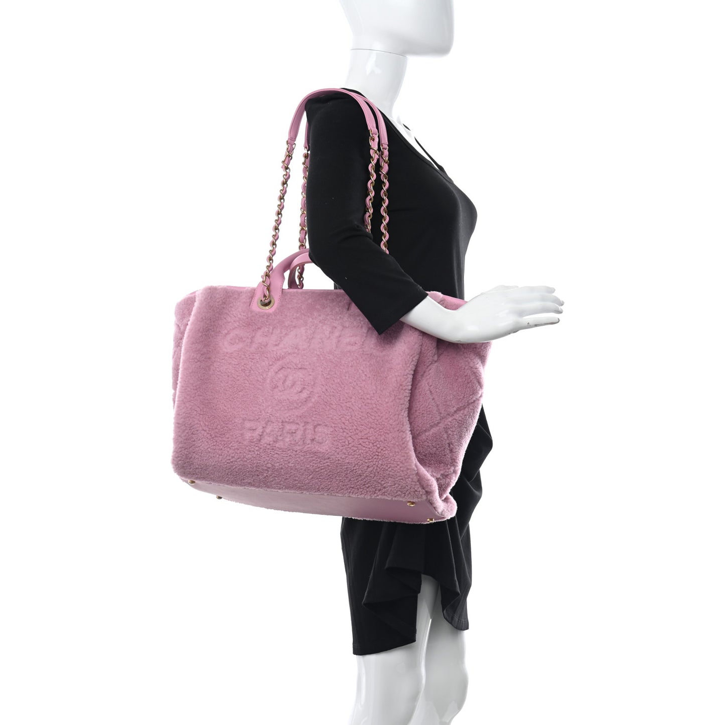 Shearling Lambskin Medium Deauville Tote Pink