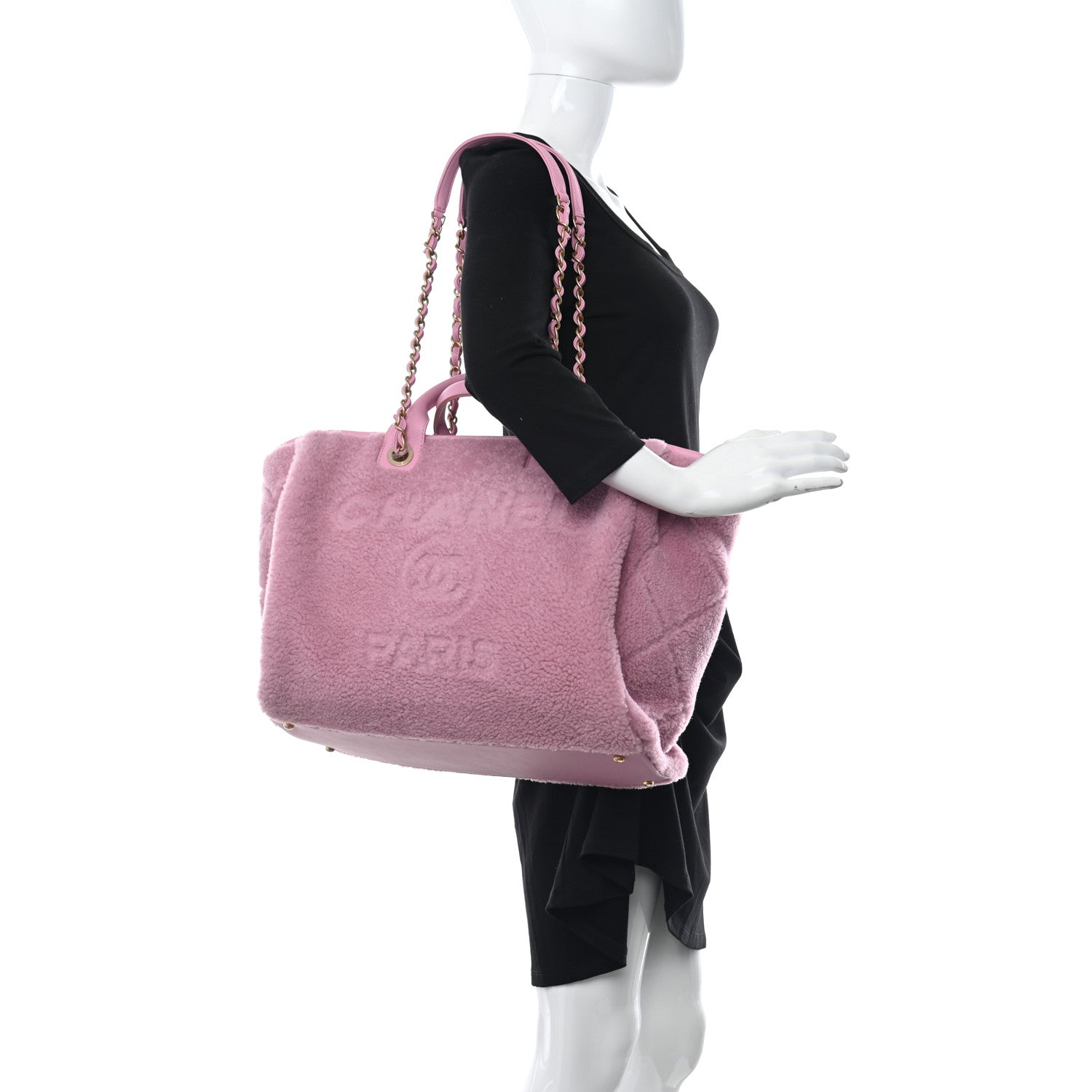 Chanel Shearling Lambskin Medium Deauville Tote Pink 2 of 12